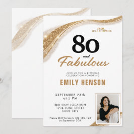 80 och fantastisk guld 80-årsdag inbjudningar