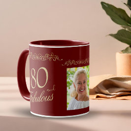 80 och fantastisk prydnad 80-års födelsedagsfoto mugg