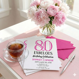 80 och fantastisk skript rosa svart 80-årsdag inbjudningar