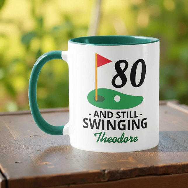 80 och fortfarande Swinging, Lung 80:e födelsedage Mugg (Skapare uppladdad)