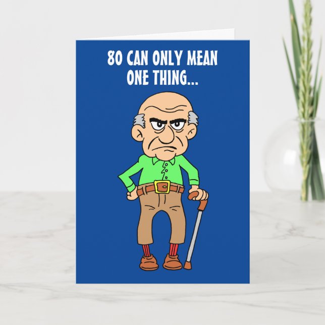 80 Officiellt Grumpy Old Man 80:e födelsedagskorte Kort (Framsida)
