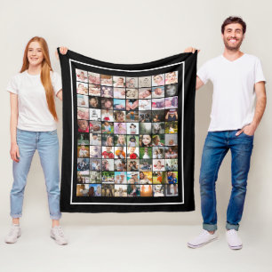 80 Personlig för fotomall - kollage Fleecefilt