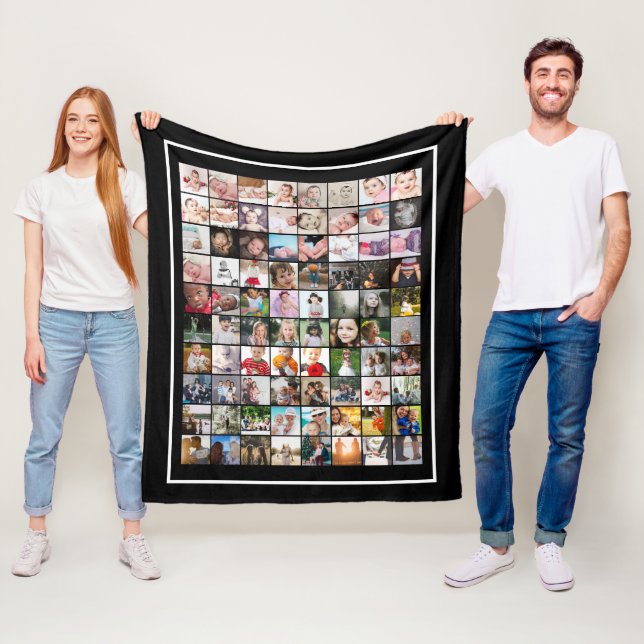 80 Personlig för fotomall - kollage Fleecefilt (På plats)