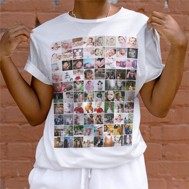80 Personlig för fotomall - kollage T Shirt (80 Photo Template Personalized Collage T-Shirt from Ricaso. Make your own photo t-shirt. Add photos)