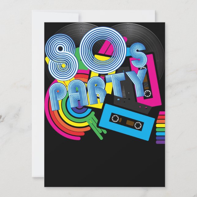 80 Retro Party Inbjudningar (Framsida)