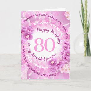 80 Rosa Körsbärsblom Floral Jubileumsfödelsedag Kort