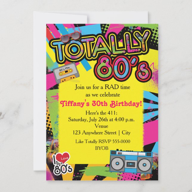 80:s 80-årsjubileum för Födelsedagsfest Retro-inbj Inbjudningar (Framsida)