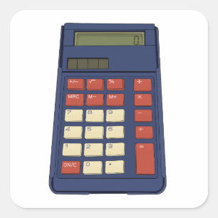 80:s 90:e Calculator Math School Nostalgia Fyrkantigt Klistermärke