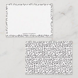 80:s 90 svarta och vita Retroformer Mönster Anteckningskort