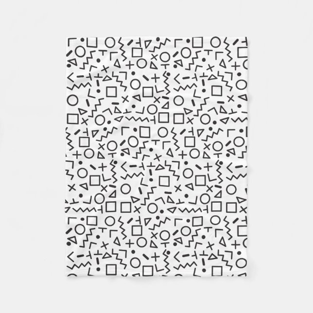 80:s 90 svarta och vita Retroformer Mönster Fleecefilt (Framsidan)