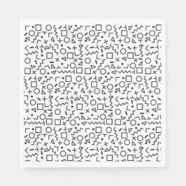 80:s 90 svarta och vita Retroformer Mönster Pappersservett