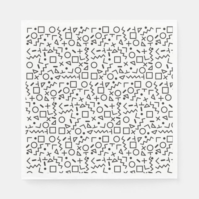 80:s 90 svarta och vita Retroformer Mönster Pappersservett (Framsidan)