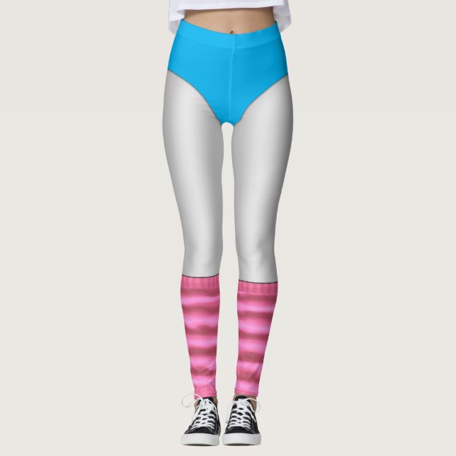 80:s aeroba solnedgång och Legwarmers White Leggings (Framsida)
