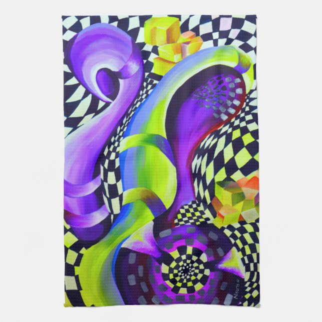 80 s Art Deco Geometric Mönster Kökshandduk (Vertikal)