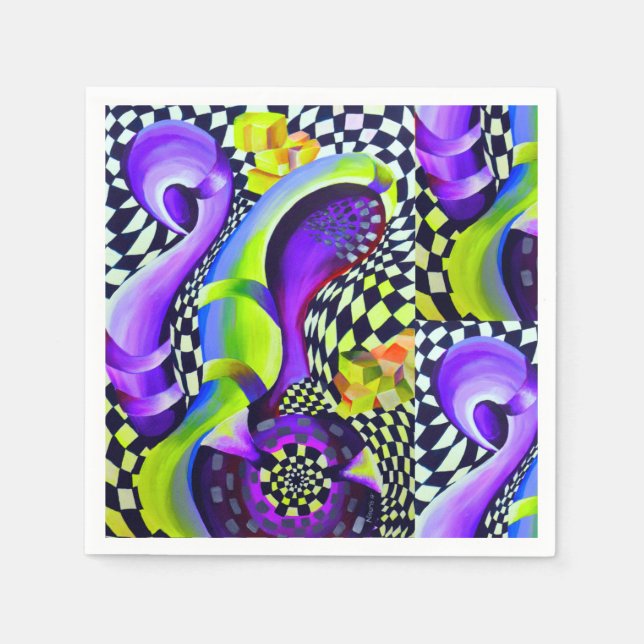 80 s Art Deco Geometric Mönster Pappersservett (Framsidan)