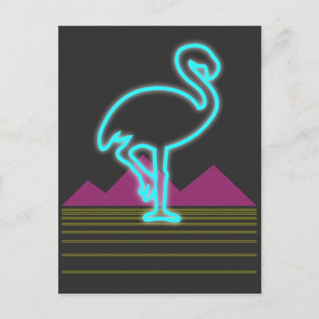 80:s bakre rosa flamingo-fågel vykort (Framsida)