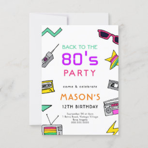 80:s Födelsedagsfest inbjudan Retro-tema