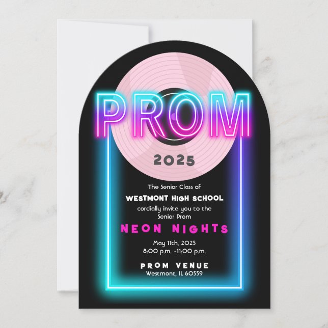 80:s inbjudan till Prom-tema (Framsida)
