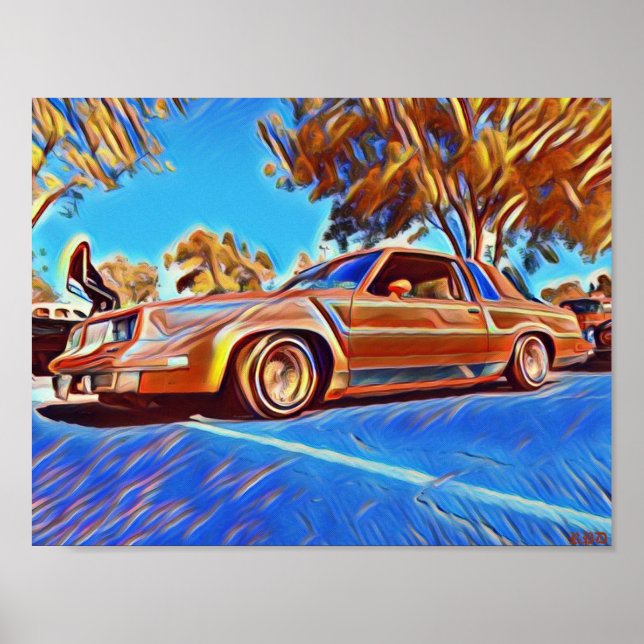 80:s Lowrider Oldsmobile Cutlass Low Rider Art Poster (Framsidan)
