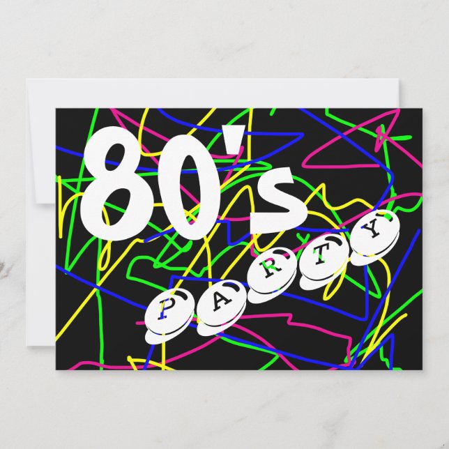 80:s Party - Galna och färgstarka bläckfiskar Inbjudningar (Framsida)