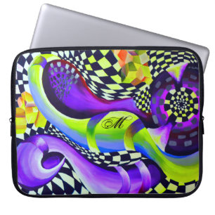 80`s Retro Geometric Mönster Laptop Fodral