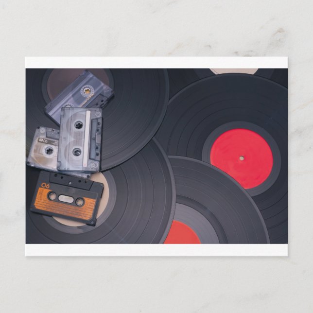 80:s Retro-kassettband och vinylposter Vykort (Framsida)