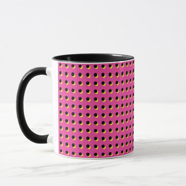 80:s Retro Neon Rosa Dots Mönster Mugg (Vänster)