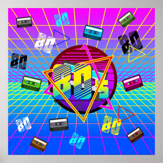 80:S RETRO OLD SCHOOL CASSETTE-BAND POSTER (Framsidan)