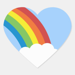 80:s Retro Rainbow Heart-formade fästingar Hjärtformat Klistermärke