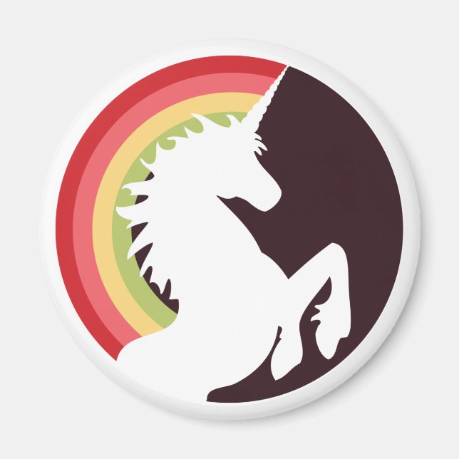 80:s Retro Rainbow och Unicorn Magnet (Framsidan)