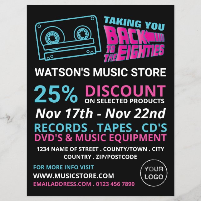 80:s Retro Tape, Music Store-reklam Reklamblad (Framsidan)