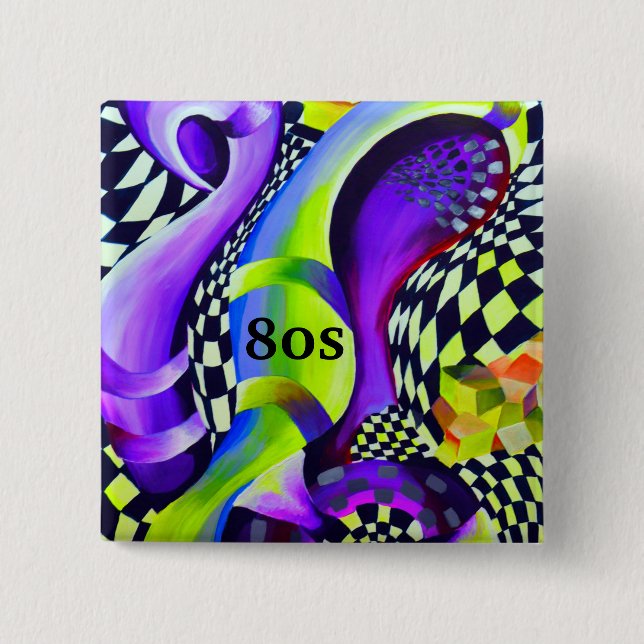 80`s Retro-Vintage Geometric Mönster Knapp (Framsida)