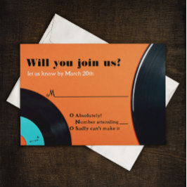 80 s Retro Vinyl Record Bröllop OSA Kort