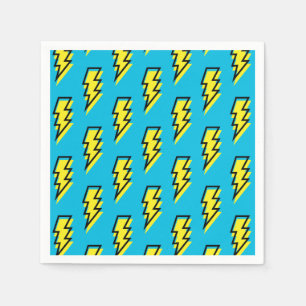 80:s Roligt Mönster Blue Gult Bolt Neon Retro Pappersservett