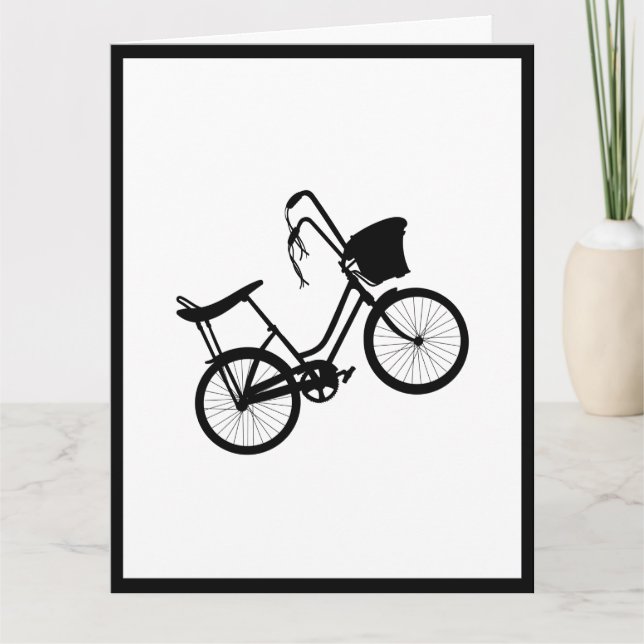 80:s svartvitt (Wheelie, Black)-märkt gratulations Kort (Framsida)