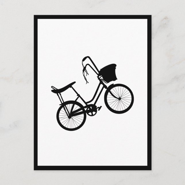 80:s svartvitt (Wheelie, Black)-märkt gratulations Vykort (Framsida)