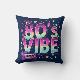 80’s Vibe Throw Pillow – Neon Cassette and Galaxy  Kudde