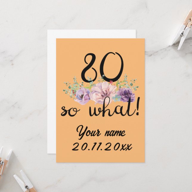 80 Så Vad 80-årsdag Roligt Inbjudningar (Fram/Back In Situ)