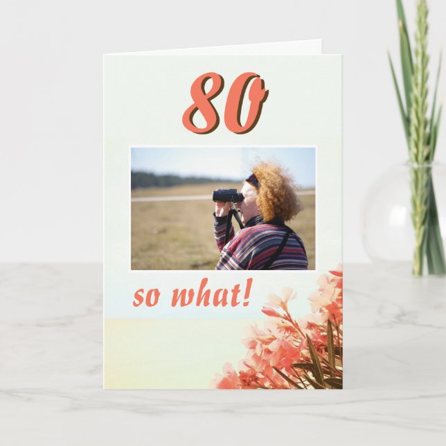 80 så Vad Oleander Blommig 80-årsdag Foto Kort (Framsida)
