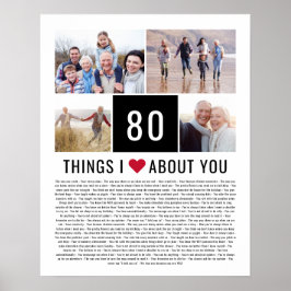 80 Sak I Kärlek om dig | 80:e födelsedagen Poster