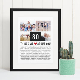 80 Sak Vi Kärlek om dig | 80:e födelsedagen Poster