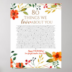 80 sak vi kärlek om din orange blommor poster