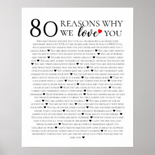 80 skäl att vi älskar dig Födelsedagspresent till  Poster