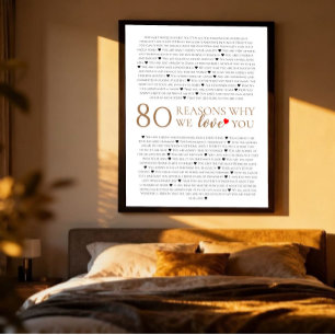 80 skäl till varför vi älskar dig 80-årspresent poster