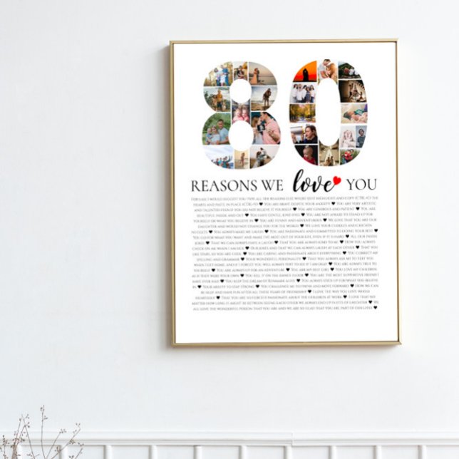 80 skäl varför vi älskar dig födelsedagsfotocollag poster (Skapare uppladdad)