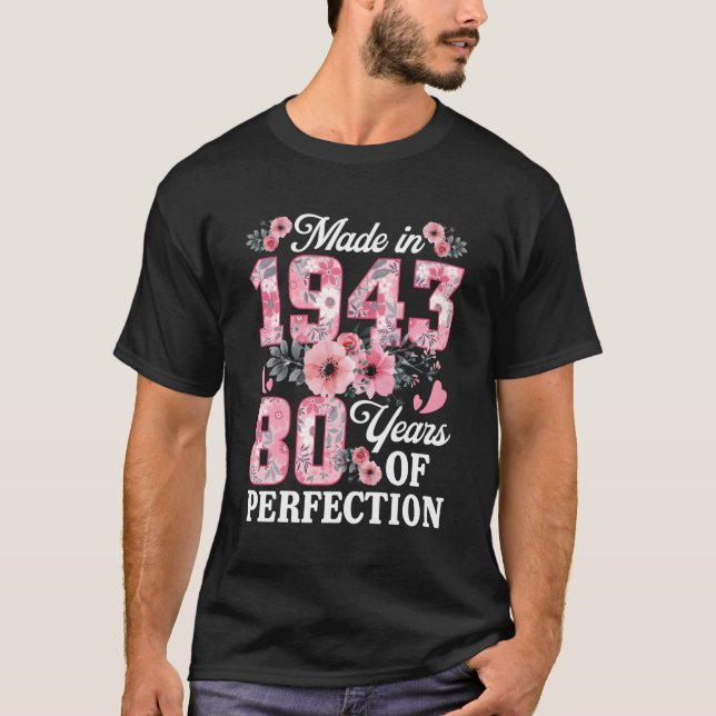80 stycken 1943 Blommigt 80:e T Shirt (Framsida)