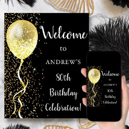 80 | Svart och Guld Glitter-födelsedag Poster