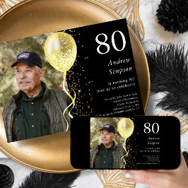 80 | Svart och Guld Glitter fotodag Inbjudningar
