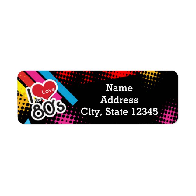 80-tal Åttiotalets Party Retro adressetiketter dek Returadress Etikett (Framsidan)