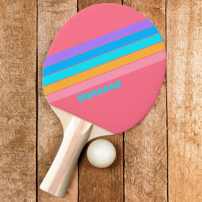 80-tal Neon Sunrise Stripe med Namn Pingisracket (Skapare uppladdad)
